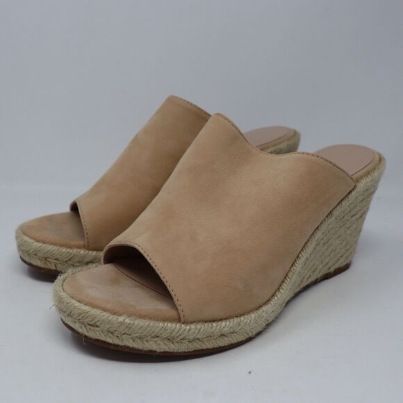 Stuart Weitzman Marabella Tan Nude Suede Espadrille Wedge Sandals Size 7.5 - Picture 1 of 6
